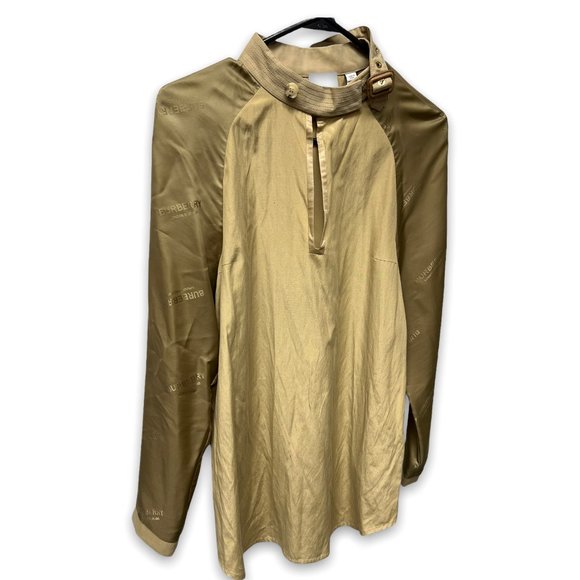 Burberry Womens Tan Cut Off Long Sleeve Mock Neck Pullover Blouse Top Size 4 - Picture 5 of 13